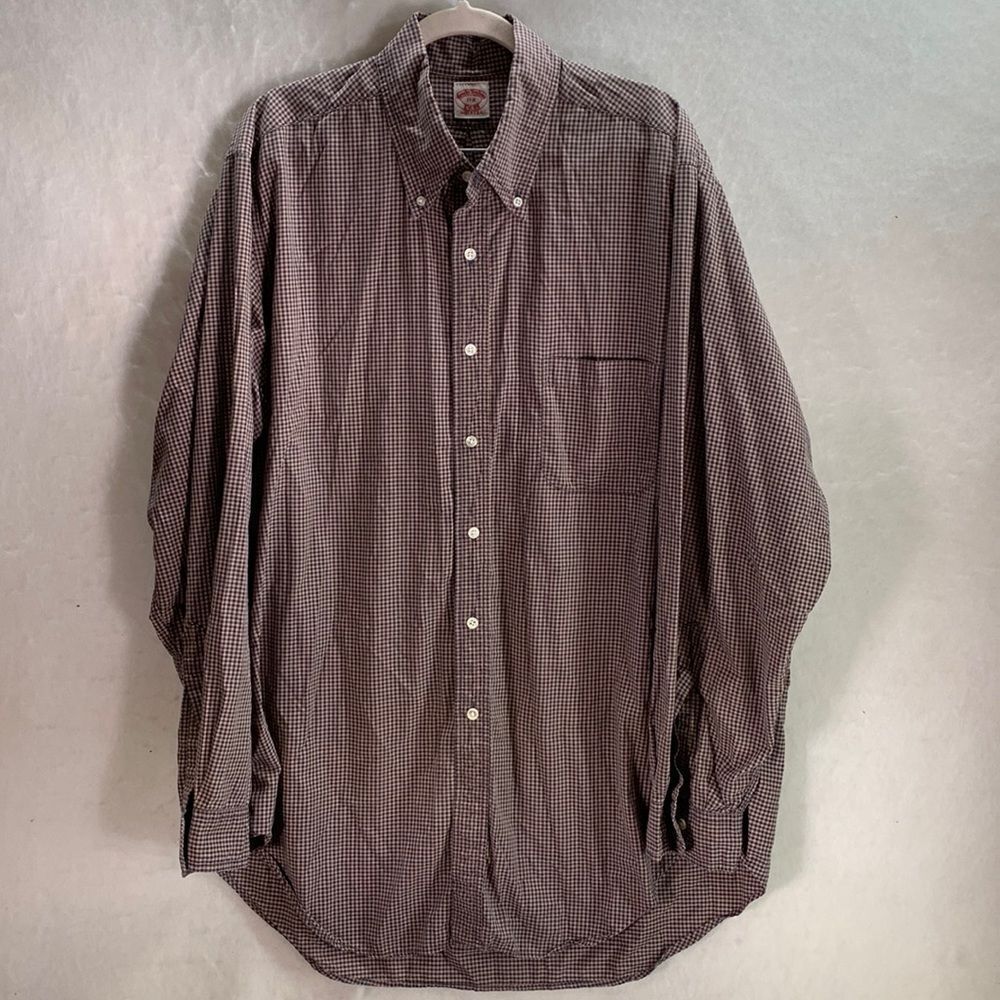 VINTAGE mens Brooks Brothers button down dress shirt checkered made in USA